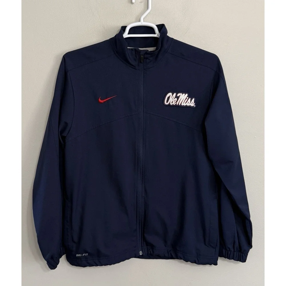 Nike Dri-Fit Men's Medium Ole Miss Rebels Blue Full Zip Performance Jacket